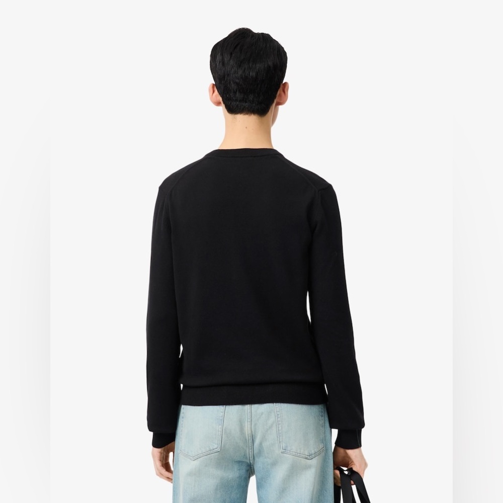 Lacoste Men’s Regular-Fit Black V-Neck Sweater 100% Cotton Classic Logo Medium - Picture 7 of 11